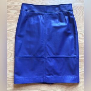 NWT Boss Selrita blue leather pencil skirt, size 10